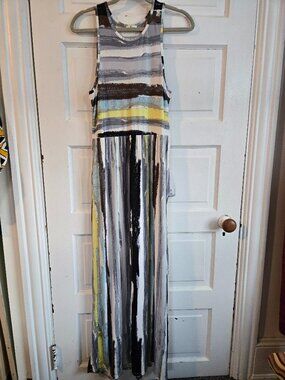 Égs Abstract Brushstroke Sleeveless Maxi Dress - Size Large - Made in USA